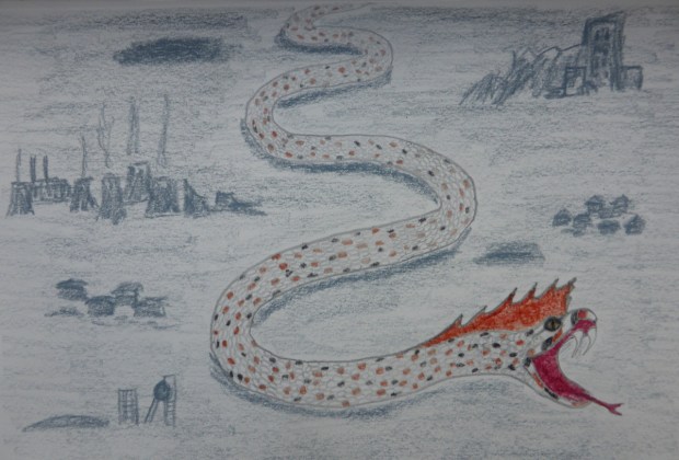 A Speckled Crested Snake Large