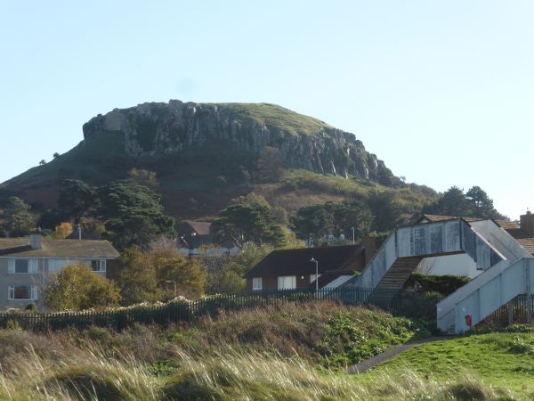 Deganwy Castle Site big hill from beach Med