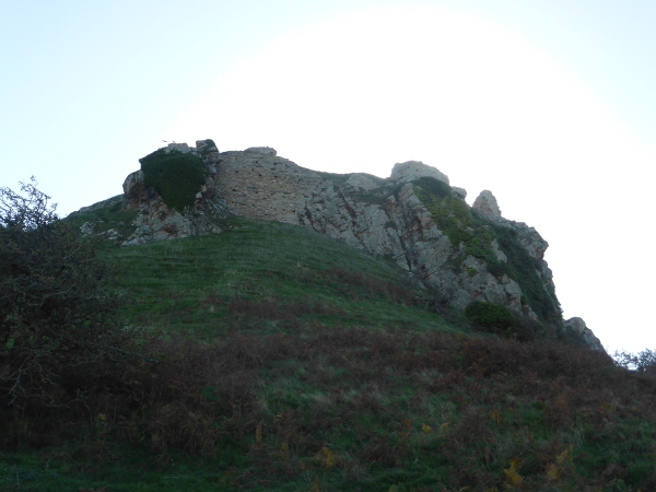 Deganwy Castle Site big hill with wall Med